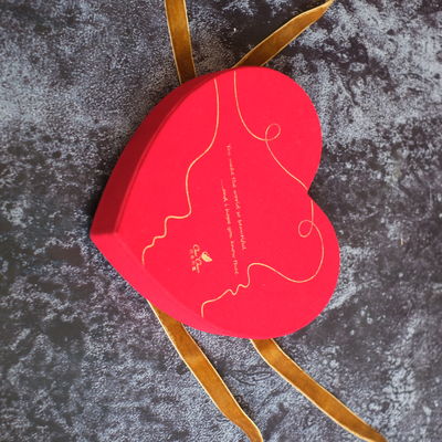 Chocolate Biodegradable Red Heart Shape Gift Box With Ribbon And Blister Insert