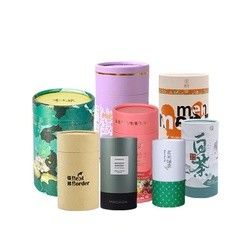 Round Paper Packaging Set Cardboard Tube Boxes Matt Lamination Stamping