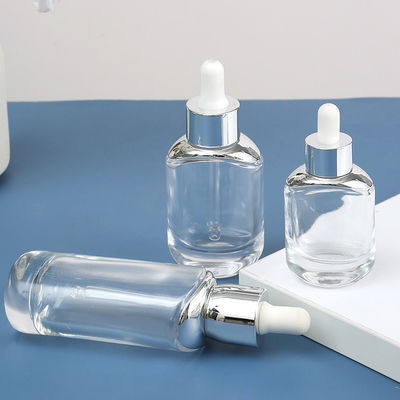 Oval Glass Empty Dropper Bottles Clear Skin Care Essential Oil Customized Logo
