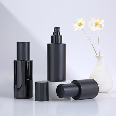 Facial Cleanser Glass Collar Material 30ml 50ml 100ml Perfume Bottle Black Frosted Cosmetic Makeup Packaging Vendors