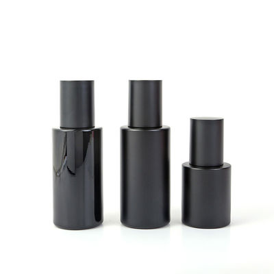 Facial Cleanser Glass Collar Material 30ml 50ml 100ml Perfume Bottle Black Frosted Cosmetic Makeup Packaging Vendors