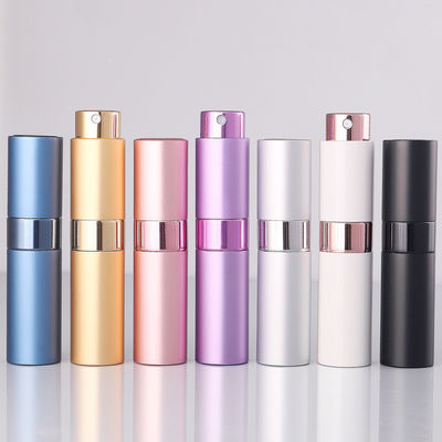 Aluminum Collar 5ml 8ml 10ml Mini Empty Sample Vials Glass Spray Perfume Bottle with Glass Laser Engraved Surface and Box