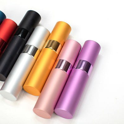 Aluminum Collar 5ml 8ml 10ml Mini Empty Sample Vials Glass Spray Perfume Bottle with Glass Laser Engraved Surface and Box