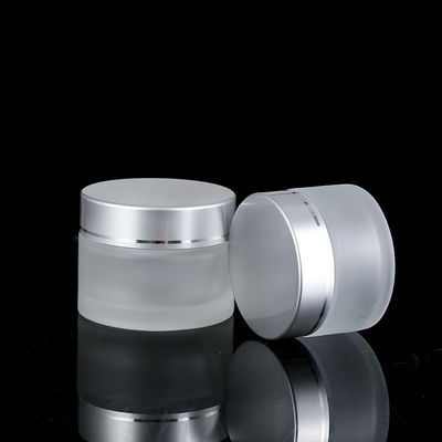 15g 30g 50g 100g Frosted Clear Glass Cream Jar with Gold Silver Screw Lid Customized Logo and Frosted Glass Base Material