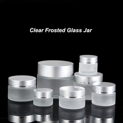 15g 30g 50g 100g Frosted Clear Glass Cream Jar with Gold Silver Screw Lid Customized Logo and Frosted Glass Base Material