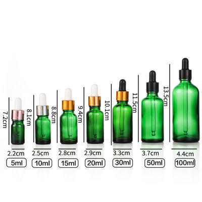 Sealing Type Dropper Green Frosted Glass Cosmetic Bottle 10ml 15ml 30ml 50ml for Face Serum and Face Oil Container Packaging
