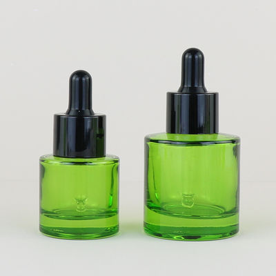 Eco Friendly Cosmetic Packaging 15ml30ml 50ml 1 oz 1.5oz Green Serum Essential Oil Bottomed Glass Dropper Bottle with Golden Cap