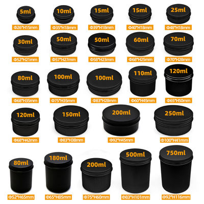 Custom Black Aluminum Candle Tin Metal Case for Solid Scented Candle 6 oz With Lids Food Storage Box Industrial Food
