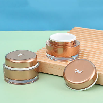 Customize Labels 15ml 30ml 50ml 100ml 200ml Pink Rose Golden Color Double Wall Acrylic Cosmetic Jar for Sunscreen Cream