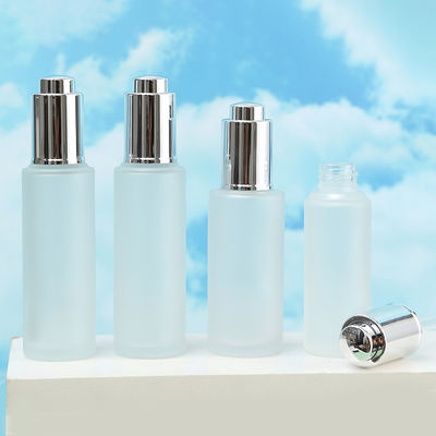 30ml Custom Clear Glass Bottle With Pressure Dropper for Cosmetic Skincare Packaging Frosted Color Collar and Free Sample